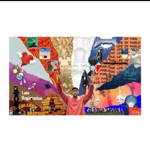 Kanye flagga  - kanye flagga me alla hans album fint skick kan skicka mer bilder 