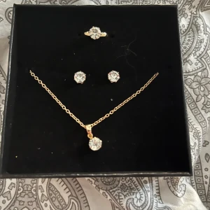 Smyckes set - Jättefint smyckes set med örhängen, ring och ett halsband. Säljer så ja inte får användning av det ❤️❤️inte riktigt guld 