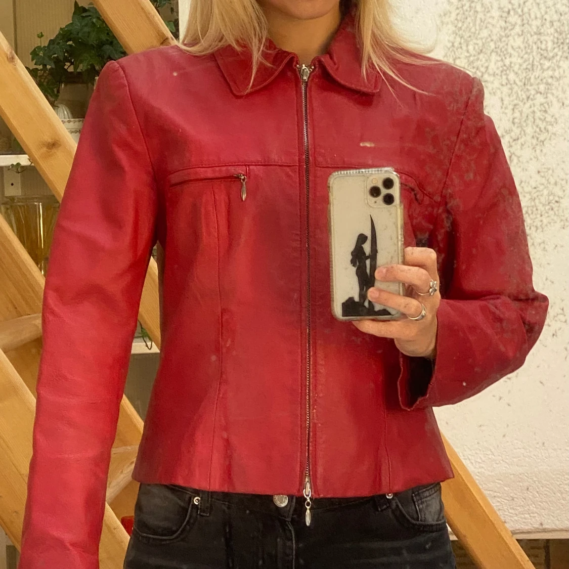 Röd skinnjacka  - 91