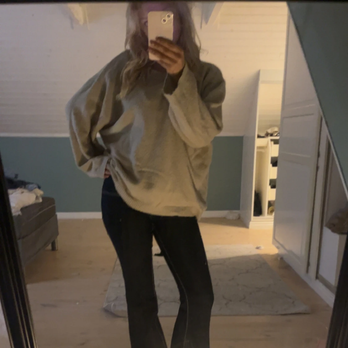 Beige oversized fleece-tröja - 1