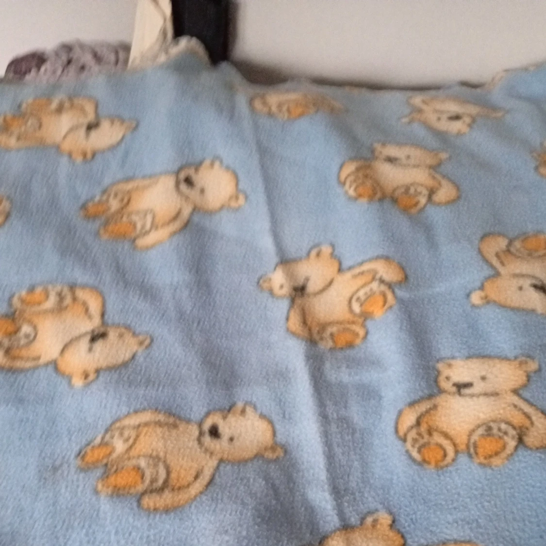 Blå fleece filt med nallemönster