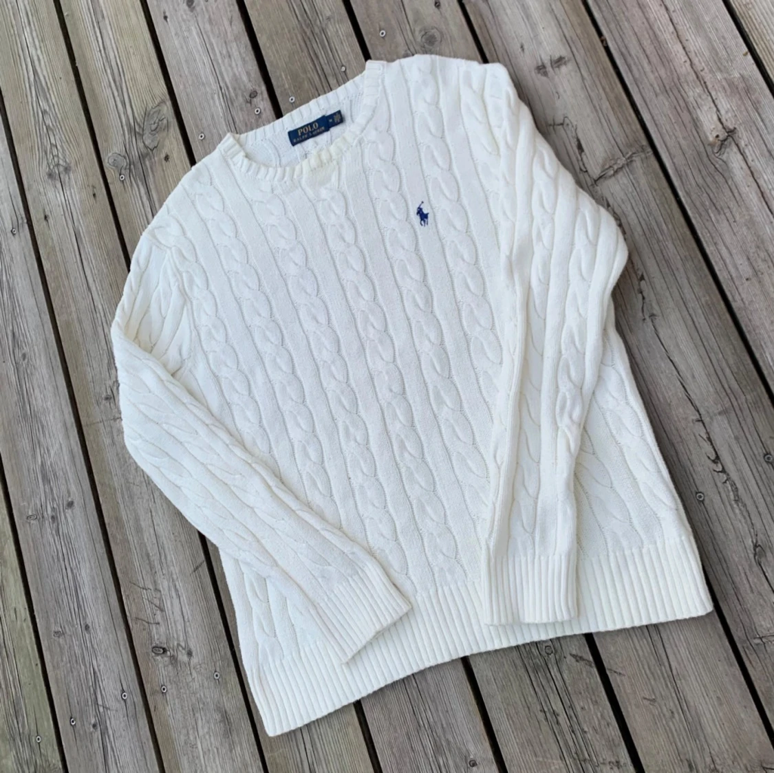 Ralph Lauren Vit Kabelstickad Tröja