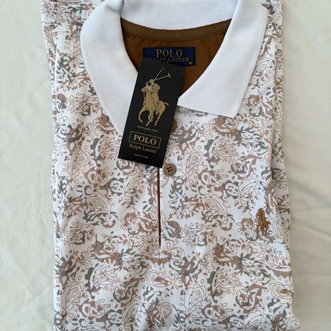 Vit paisleymönstrad polo från Ralph Lauren - 2