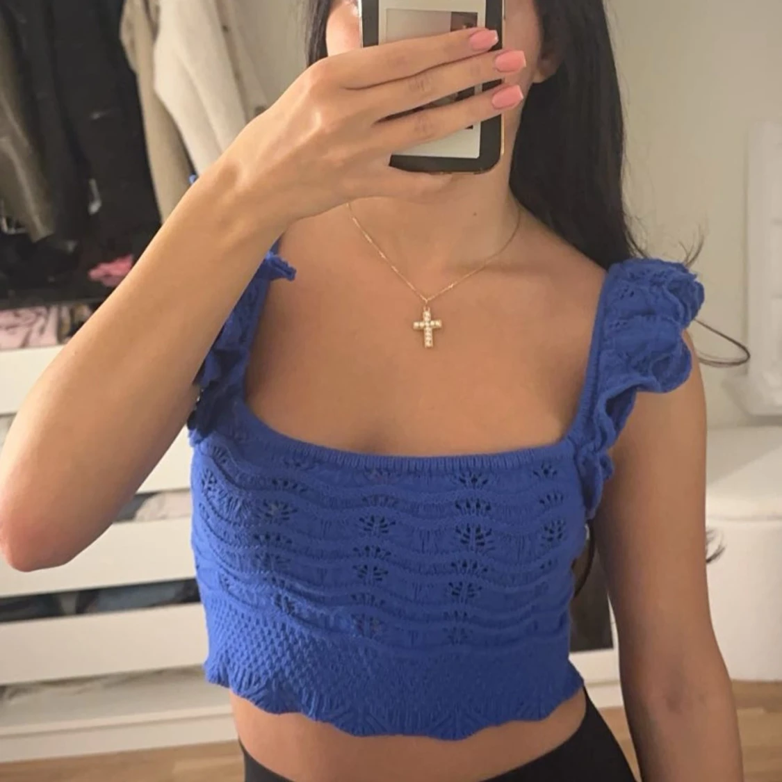 Blå croppad stickad topp H&M XS - 2