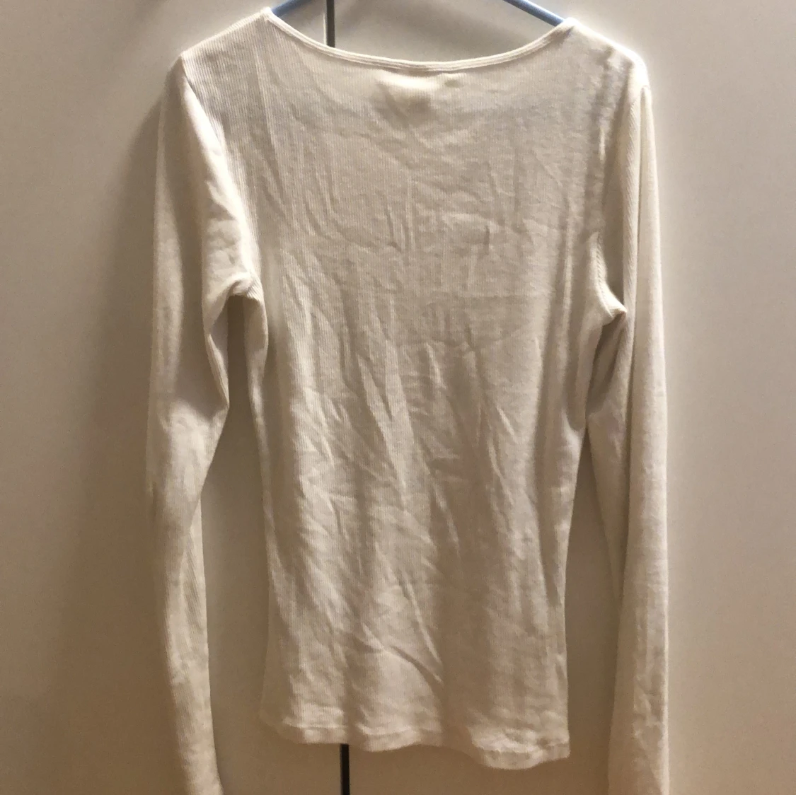 Ribbad vit långärmad tröja H&M - 1