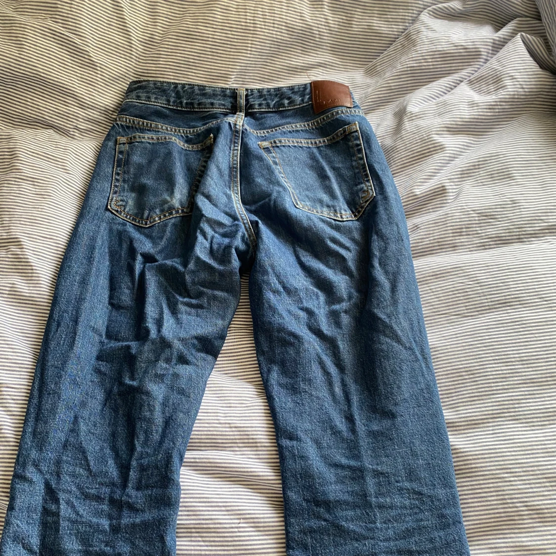 Blå low waist straight jeans - 3