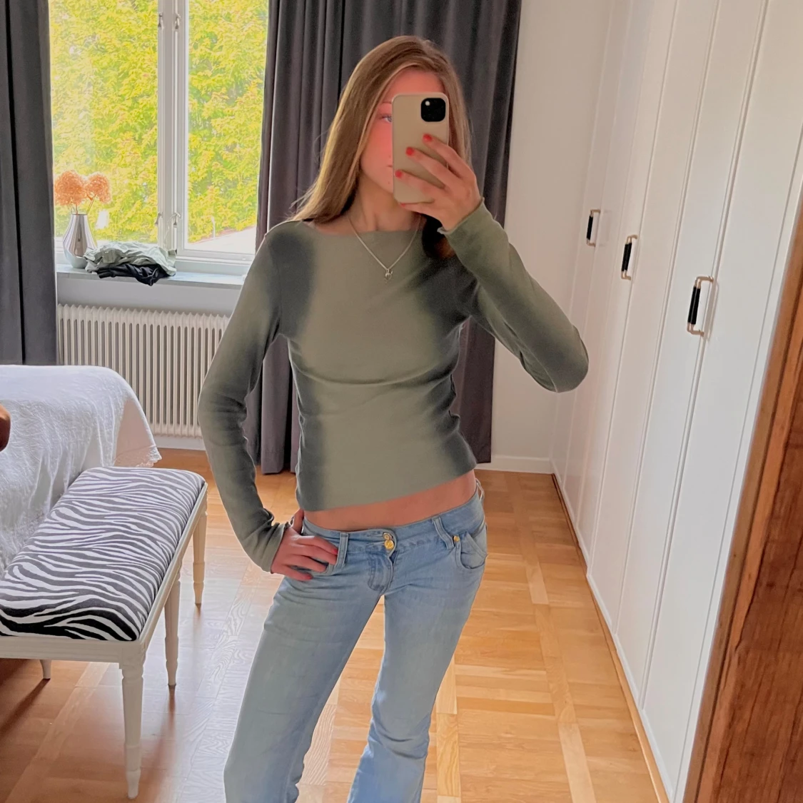 Grå långärmad topp❣️ - 1