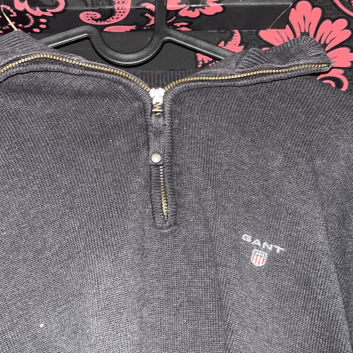 Mörkgrå stickad half zip-tröja GANT - 1