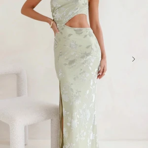 RESET REFRESH MAXI DRESS SAGE - Jättefin klänning från Hello Molly! Helt ny med prislapp, aldrig använd!!                                                         Length from shoulder to hem of size S: 130cm. Chest: 34cm, Waist: 31cm, across front only of size S. Maxi dress. Lined, unlined sheer back. Model is a standard XS and is wearing size XS. True to size. Stretch. Cutout. One-shoulder. Velvet-like pattern. Print placement may vary.  Side zipper.  Cold hand wash only. Polyester/Spandex/Nylon.  