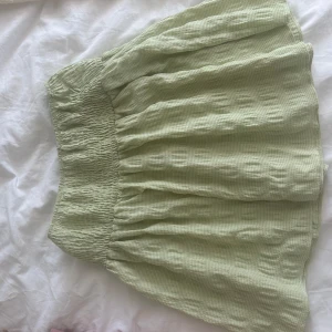 Pastellgrön kortkjol från Bershka - Supersöt ljusgrön kortkjol från Bershka med litet rutigt mönster. Så söt att ha med blusar och tjocktröjor på sommaren. Passar mig som är 36/38 perfekt, men kommer tyvärr inte till användning längre.🩷