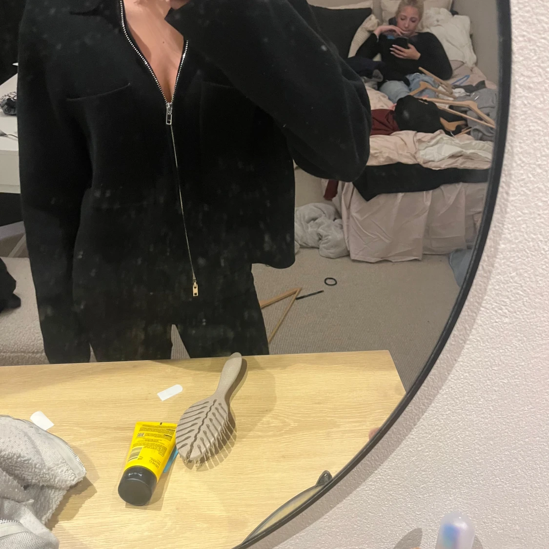 Svart zip-up cardigan jacka - 1