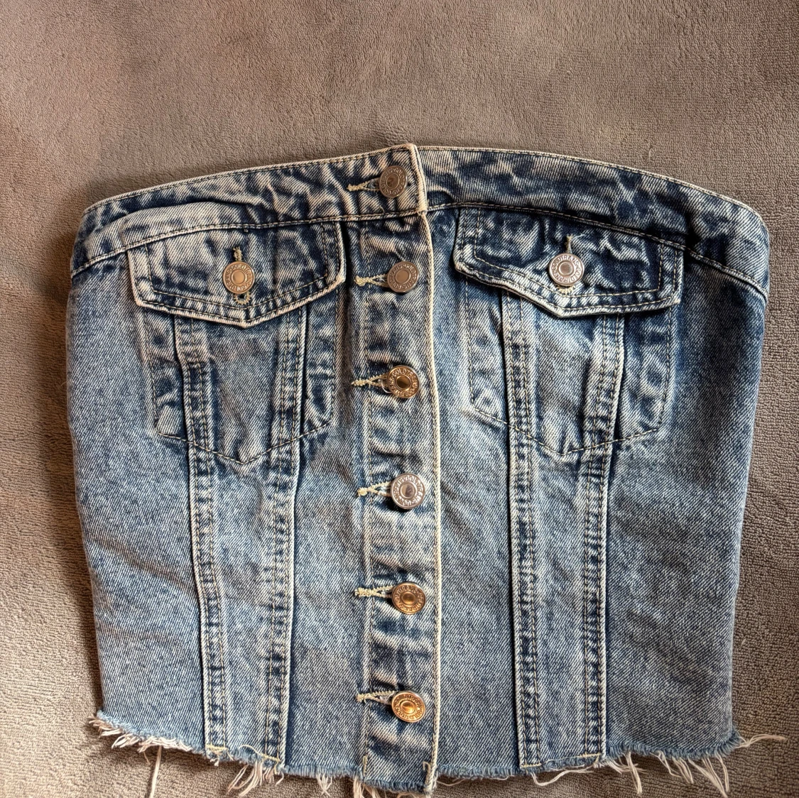 Jeans tubtopp med knappar - 2