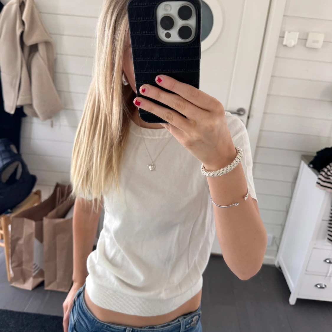 Vit kortärmad topp💋