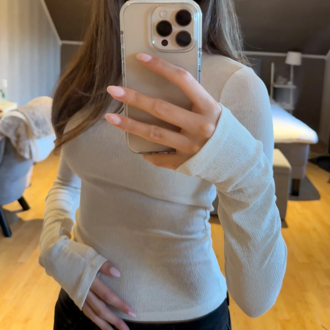 Vit långärmad topp