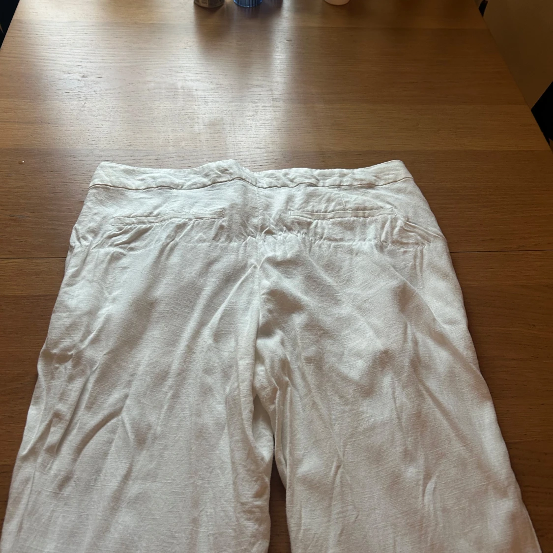 Vita linnebyxor med rak passform - 1