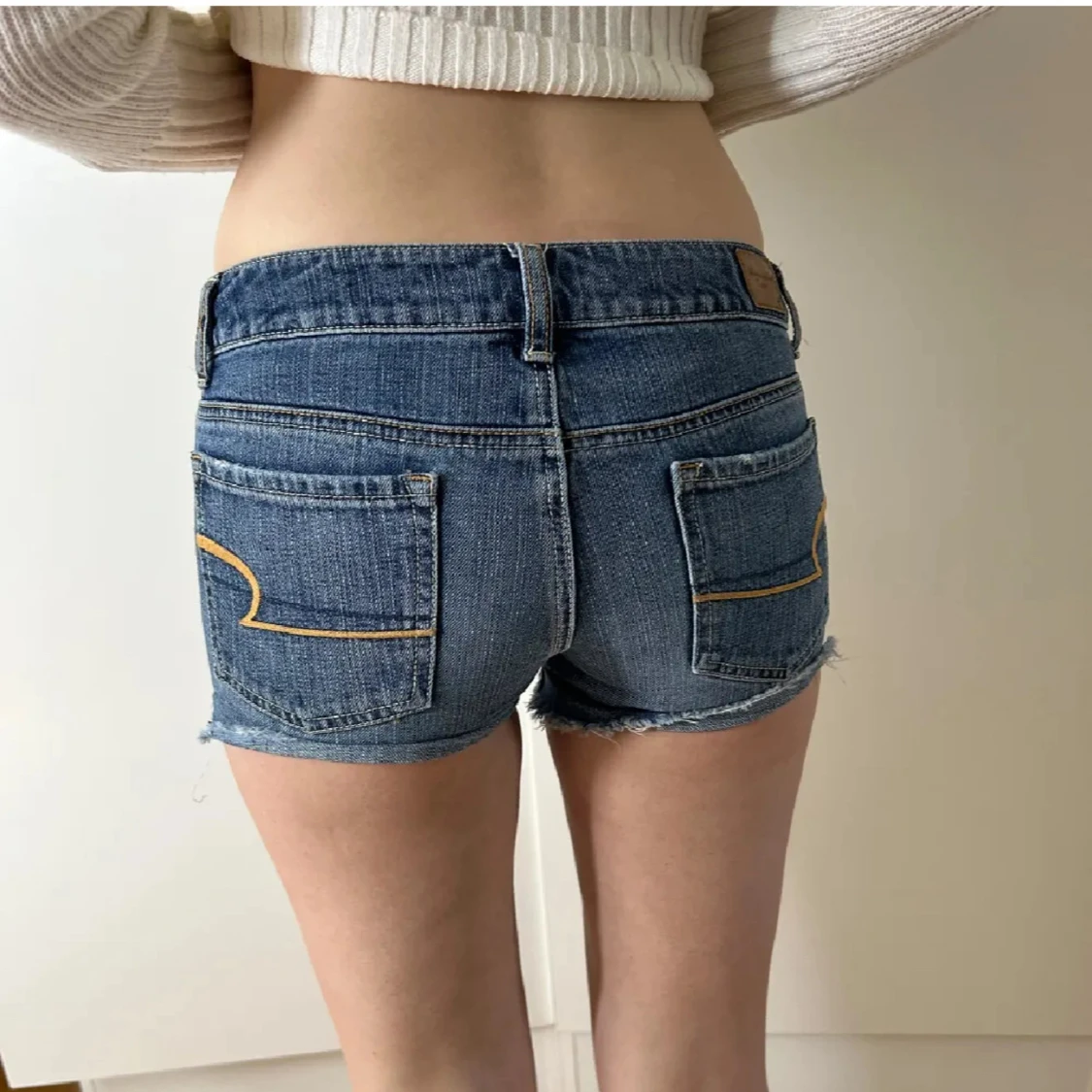 Lågmidjade jeansshorts med hål American eagle vintage 2000s  - 4