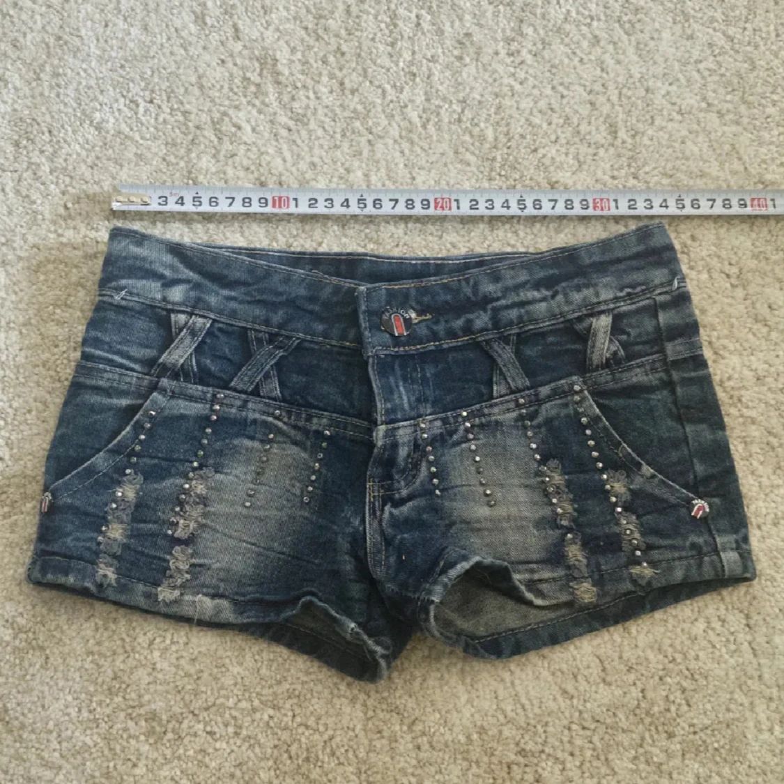 Mörkblå jeansshorts Y2K - 1