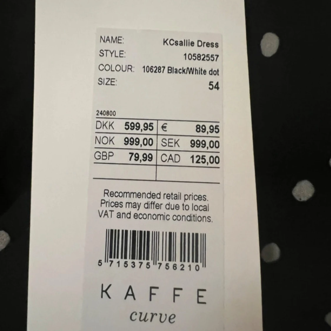 Svart prickig långklänning Kaffe Curve - 3