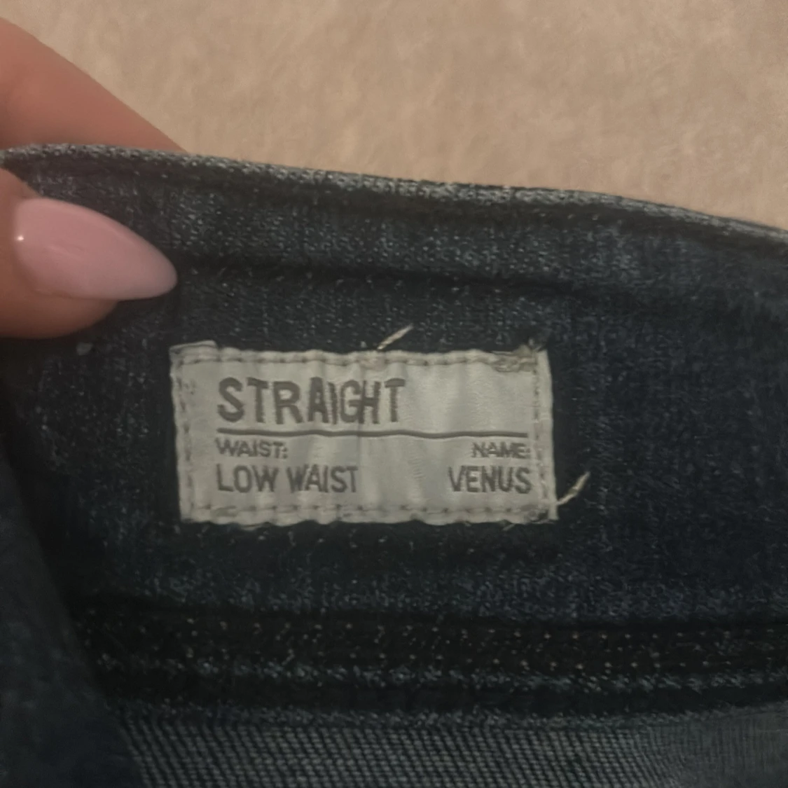 Mörkblå low waist  straght jeans - 4