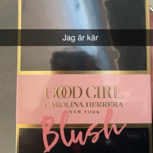 Good Girl Blush från Carolina Herrera - Säljer en elegant parfymflaska i form av en högklackad sko från Carolina Herrera. Flaskan är i en ljusrosa nyans med en svart topp och guldklack. Doften heter Good Girl Blush och kommer i en stilren design som är perfekt för att pryda ditt sminkbord. Endast testad!!