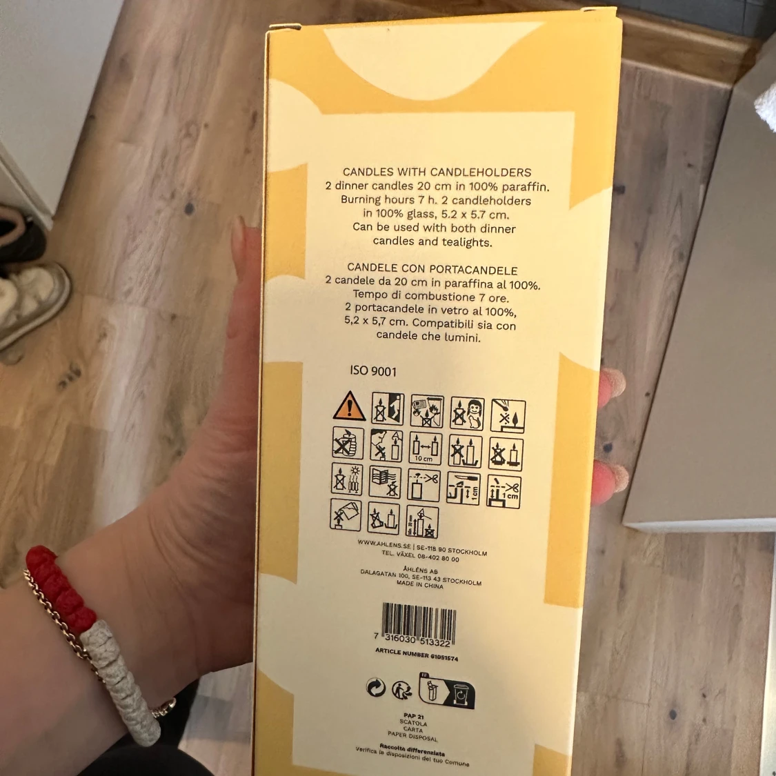 Gula middagsljus med hållare från MANO - 1