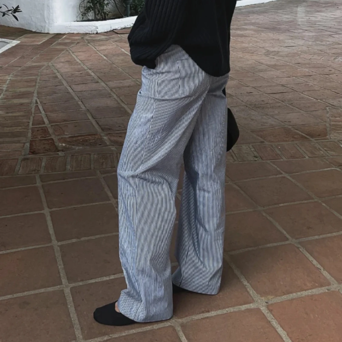 Randiga Lågmidjade byxor - 1