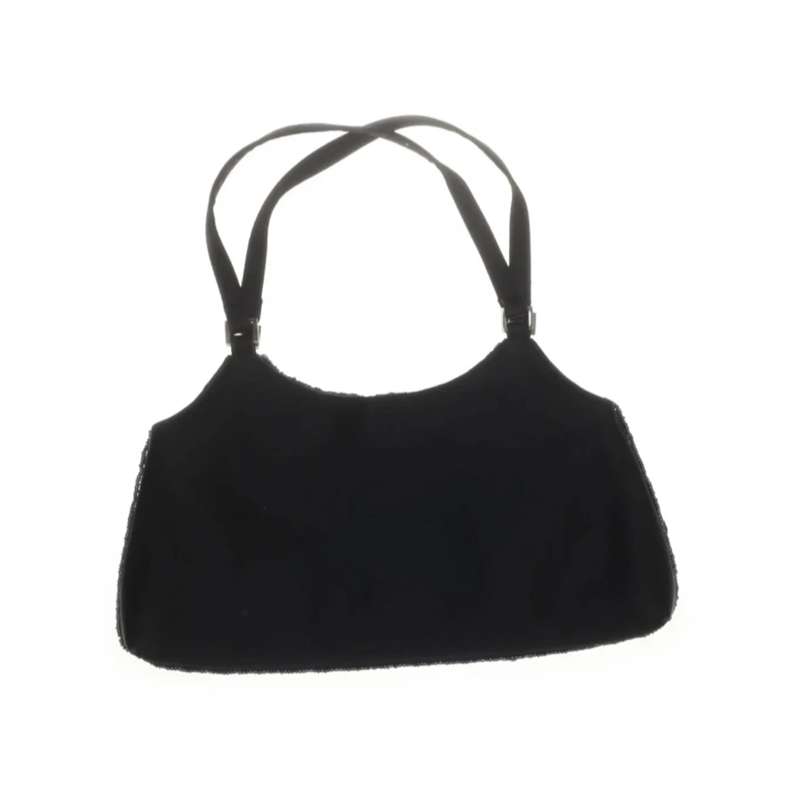 Svart axelväska med paljetter och blommönster - 1