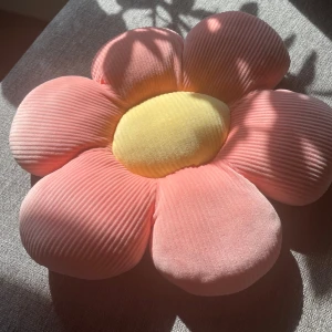Blomma, prydnadskudde - En jätte fin rosa/gul prydnadskudde köpt ifrån amazon. Den är köpt cirka två år sedan men visar inga täcken på användning alls. Köpt för 220kr.