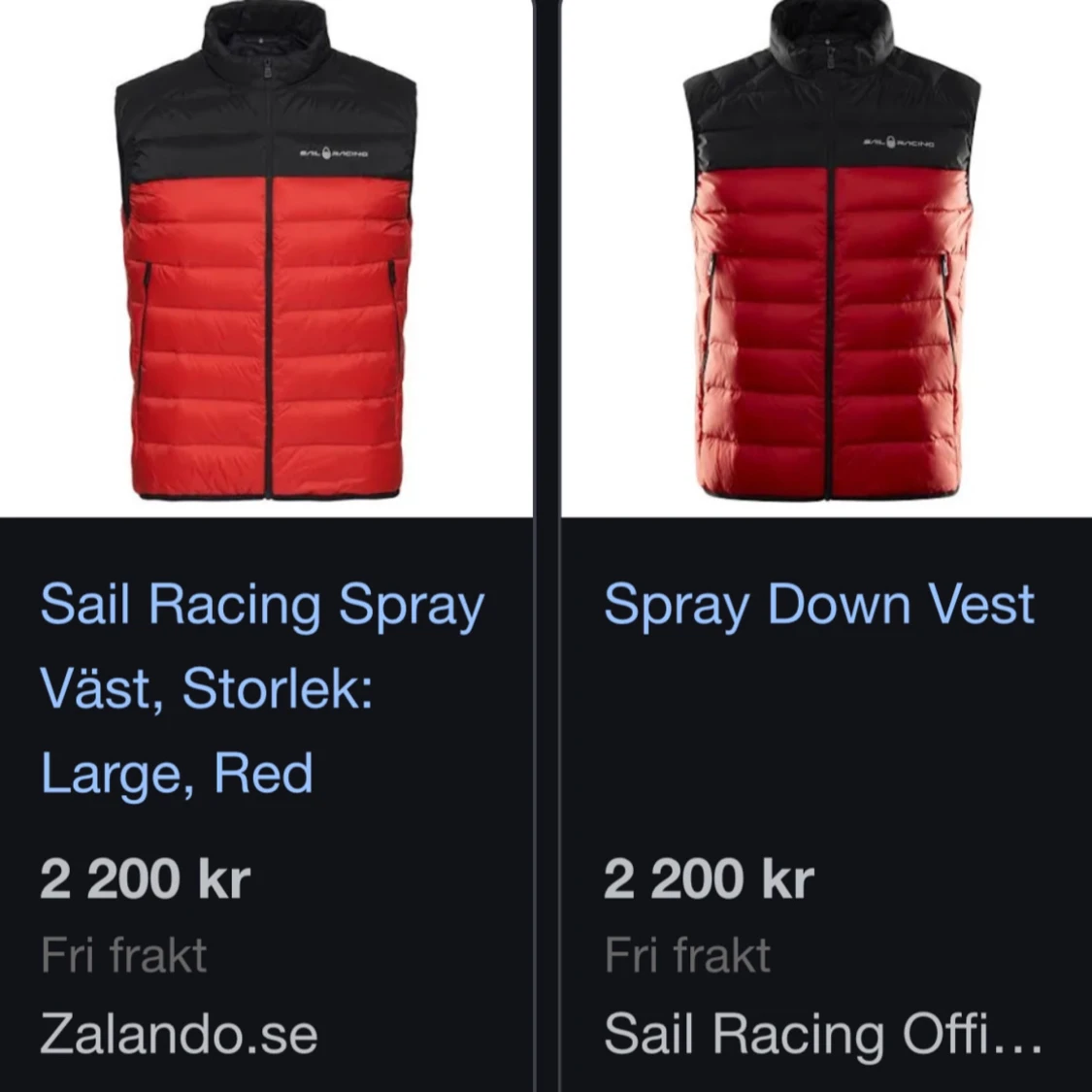 Röd och svart dunväst från Sail Racing - 2