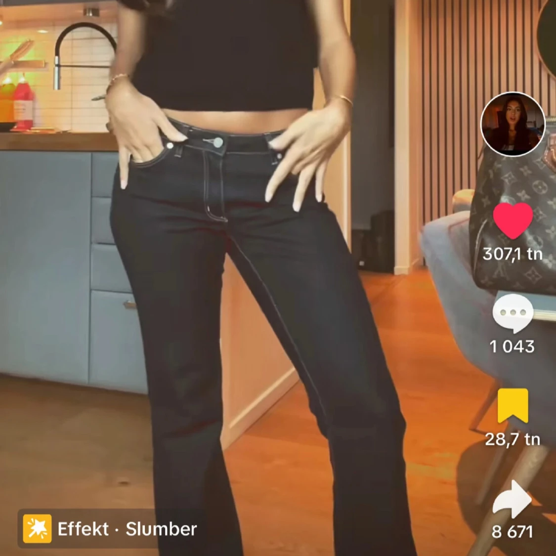 Mörkblå Abrand jeans  - 2