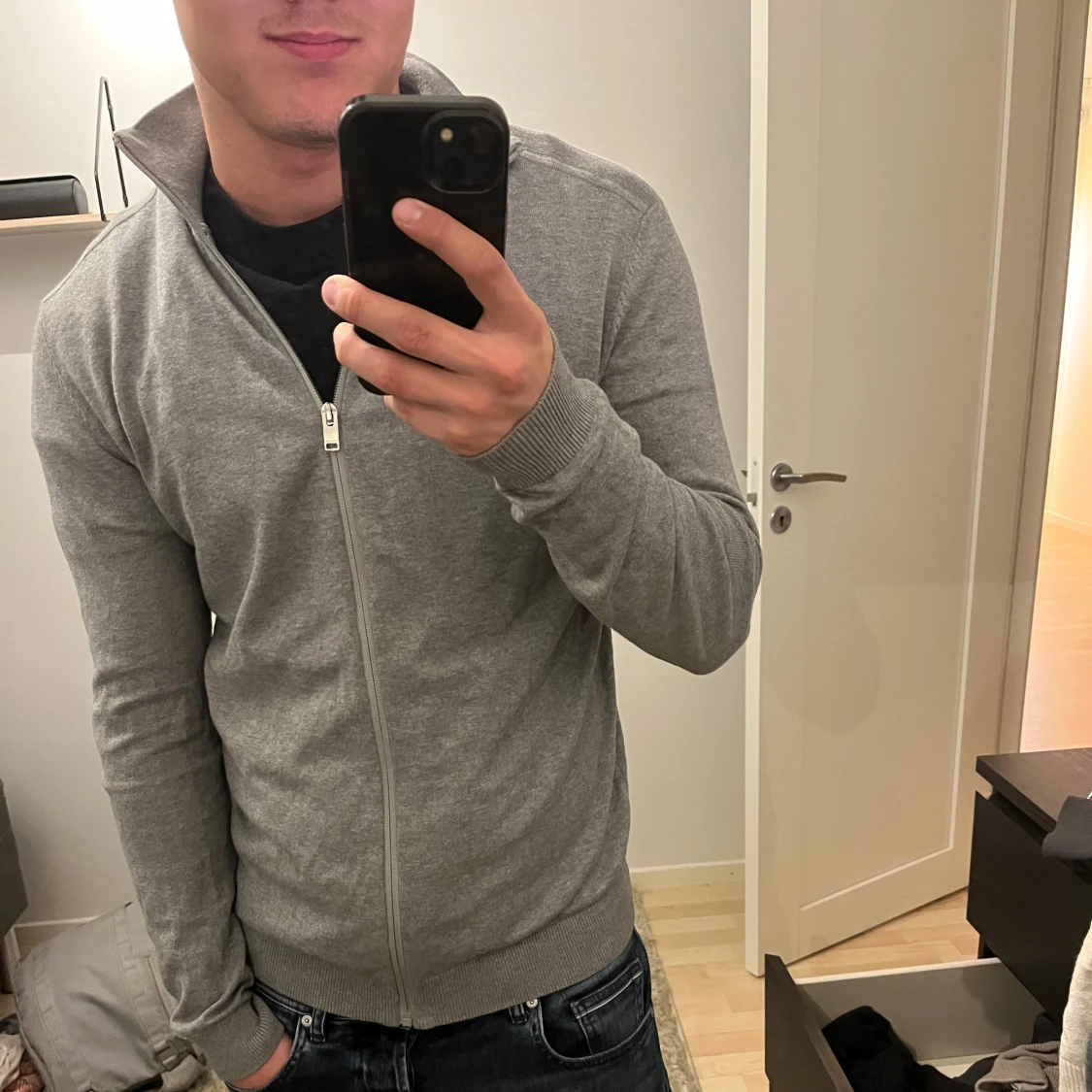 Grå ziptröja från Selected Homme