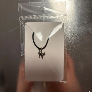 Halsband med katt berlock - Snyggt halsband med en katt berlock i silverfärg. Perfekt för katt älskare eller som en unik accessoar. Kedjan är svart och enkel, vilket gör att berlocken verkligen står ut.