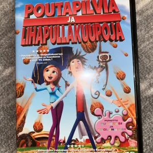 Poutapilviä ja lihapullakuuroja dvd - Poutapilviä ja lihapullakuuroja dvd. Testattu toimivaksi. Ikäraja k7. Kielet- suomi, ruotsi, englanti, tekstitykset- suomi, ruotsi, englanti. Kissatalous MMM Mikäli hinta ei miellytä tarjoa rohkeasti Katsothan myös muut ilmoitukseni!!