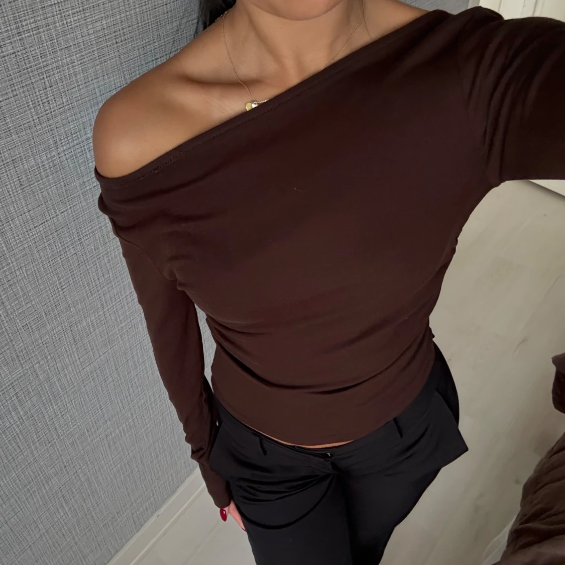 Brun offshoulder topp - 3