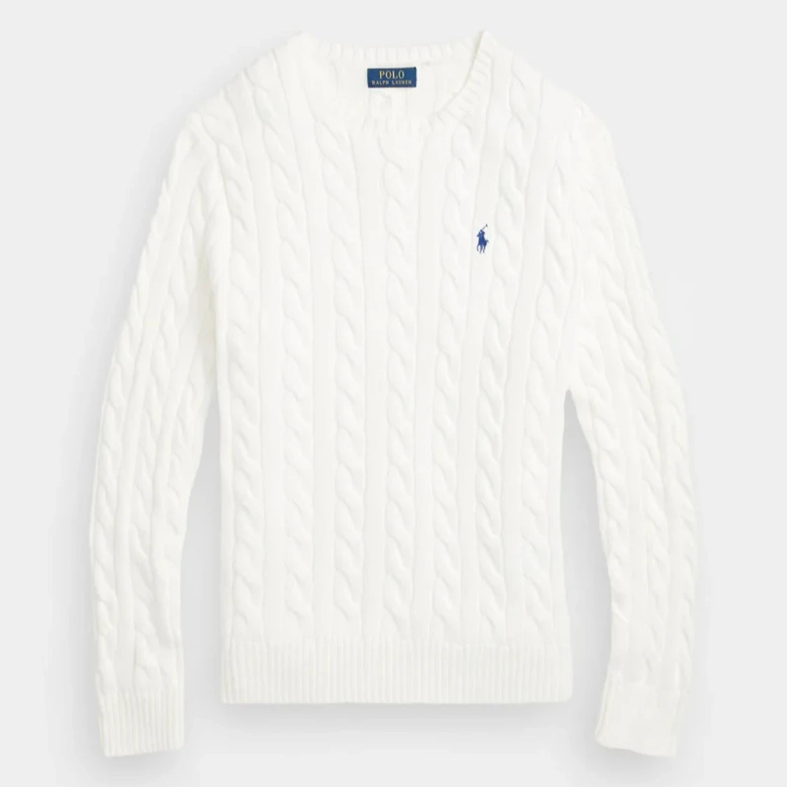 Vit kabelstickad tröja från Polo Ralph Lauren