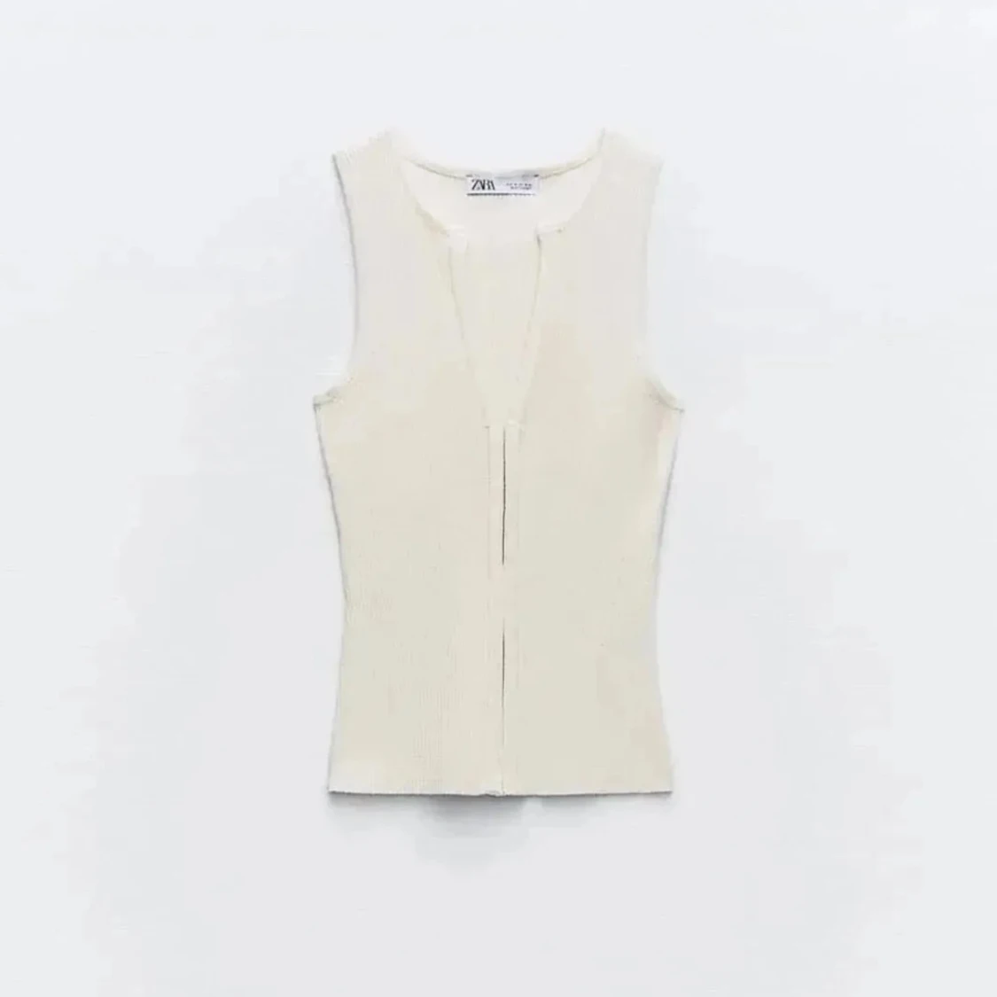 Vit ribbad linnetopp från Zara - 1