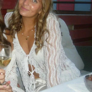 Söker Vit spetsblus med knyt framtill - Söker denna vita spetsblus från vero moda i modellen PCALLY