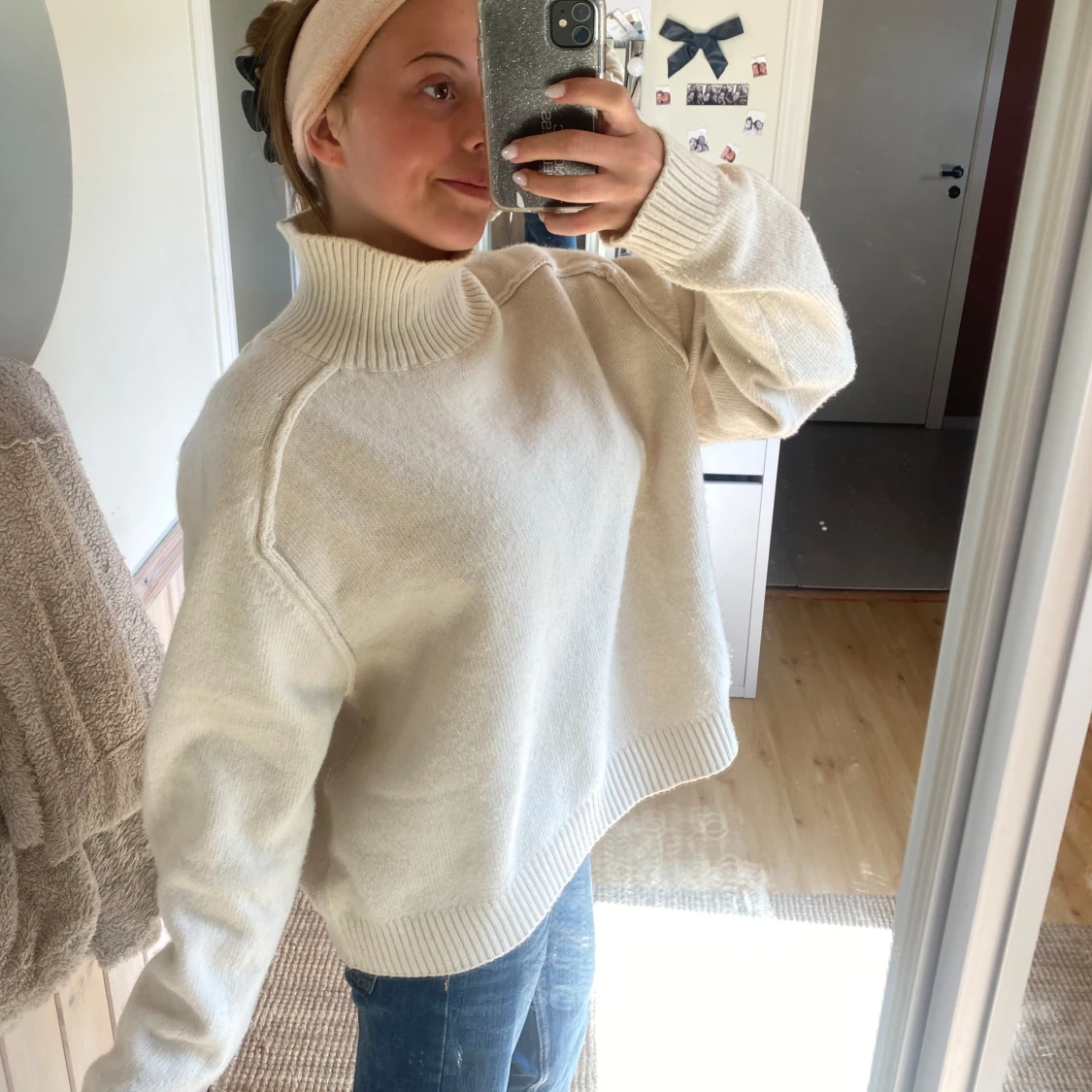 Vit stickad polotröja - 2