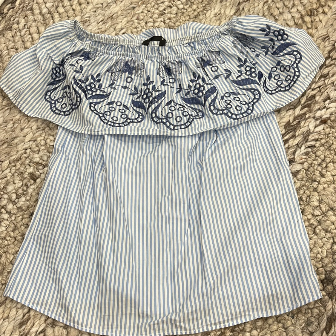 Randig offshoulder blus XS