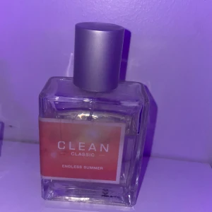 CLEAN Classic Endless Summer parfym  - Fräsch parfym från CLEAN Classic i doften Endless Summer. Kommer i en stilren, genomskinlig glasflaska med silverfärgad kork och etikett i solnedgångsfärger. Doften är blommig med inslag av vanilj, kokos, grönt, trä och ros.