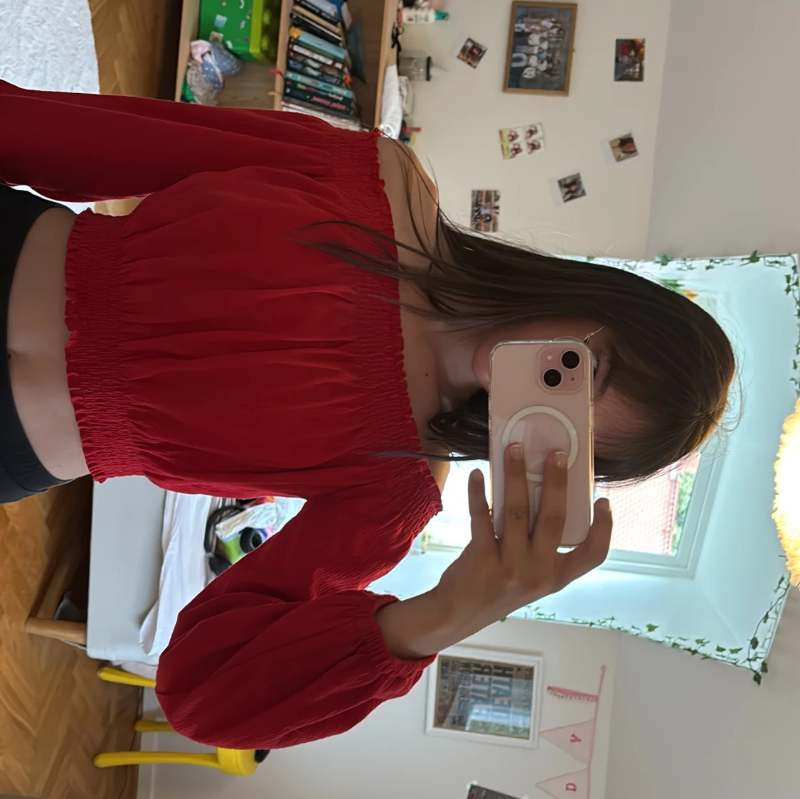 Röd offshoulder blus från H&M Divided - 3