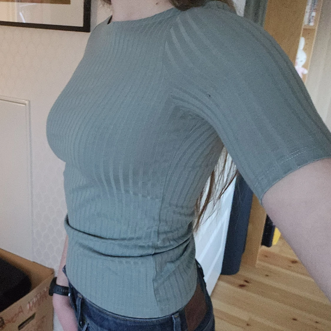 Grön ribbad topp - 1