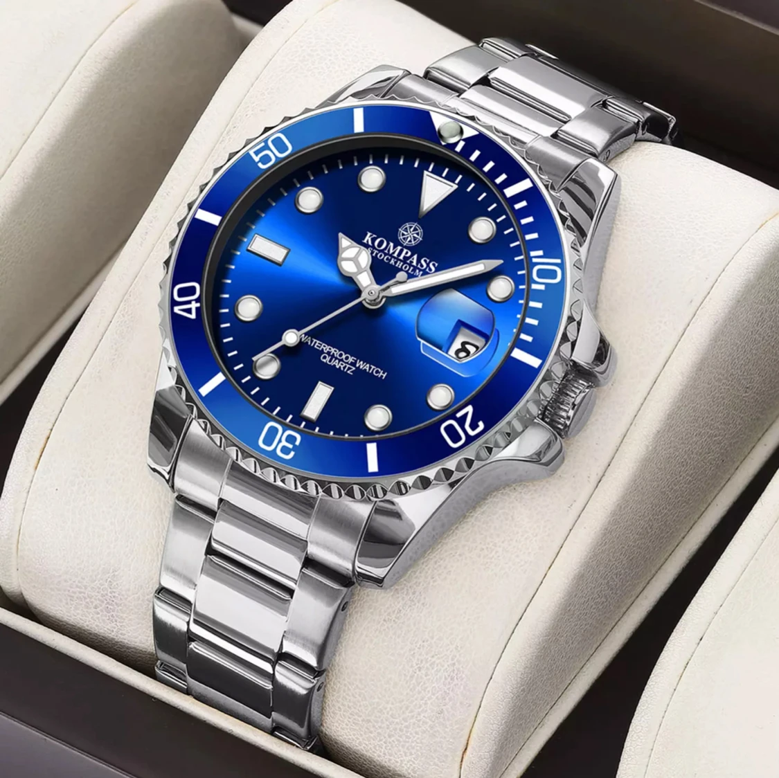 Blå-silver klocka Kompass Stockholm - 4