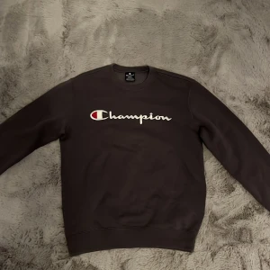 Mörkgrå Champion sweatshirt S - Säljer en mörkgrå sweatshirt från Champion i storlek S. Tröjan har klassisk rund hals, lång ärm och stor broderad Champion-logga på bröstet samt liten logga på ärmen. Mjuk insida och ribbade muddar. Perfekt för en chill och sportig look. Tröjan är i mycket bra skick och inte änvänd så mycket, hör av er vid frågor:)