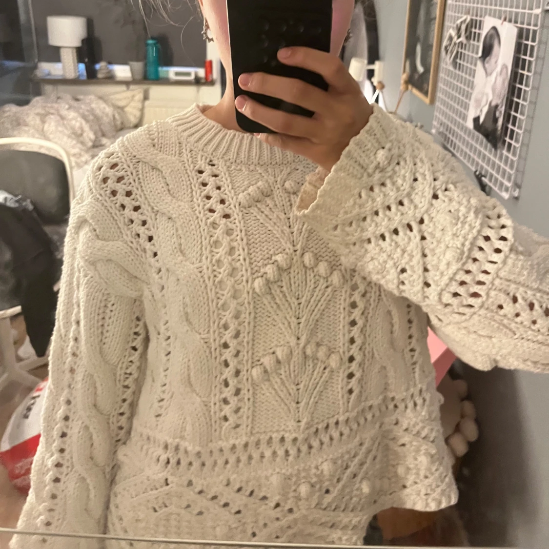 Vit stickad tröja från Lindex XS - 3