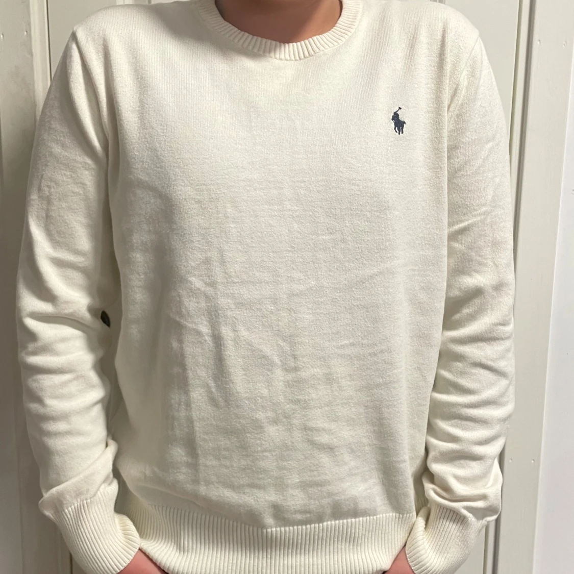 Vit Stickad Ralph Lauren Tröja