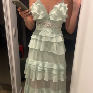 Mintgrön klänning med volanger - Asså🥹🥹 så fin balklänning från true decadence!! Säljer för 1500kr om man köper idag eller imorgon!! Kom privat vid frågor❤️