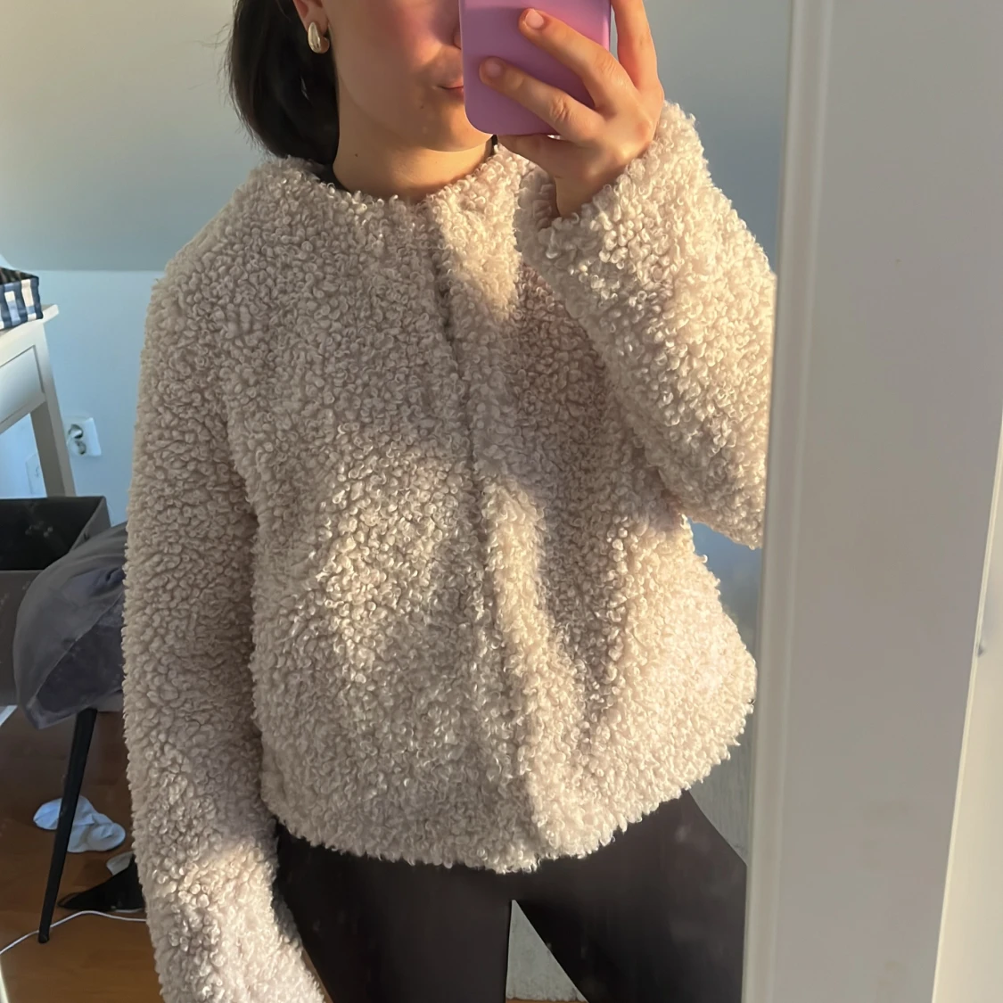 Beige teddyjacka - 1