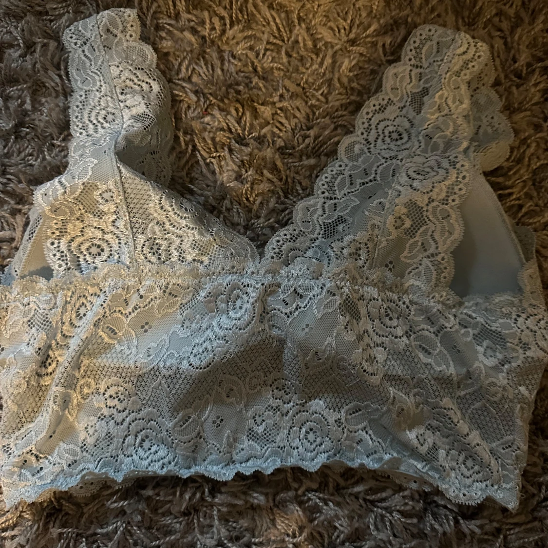 Ljusblå spetsig bralette topp - 2