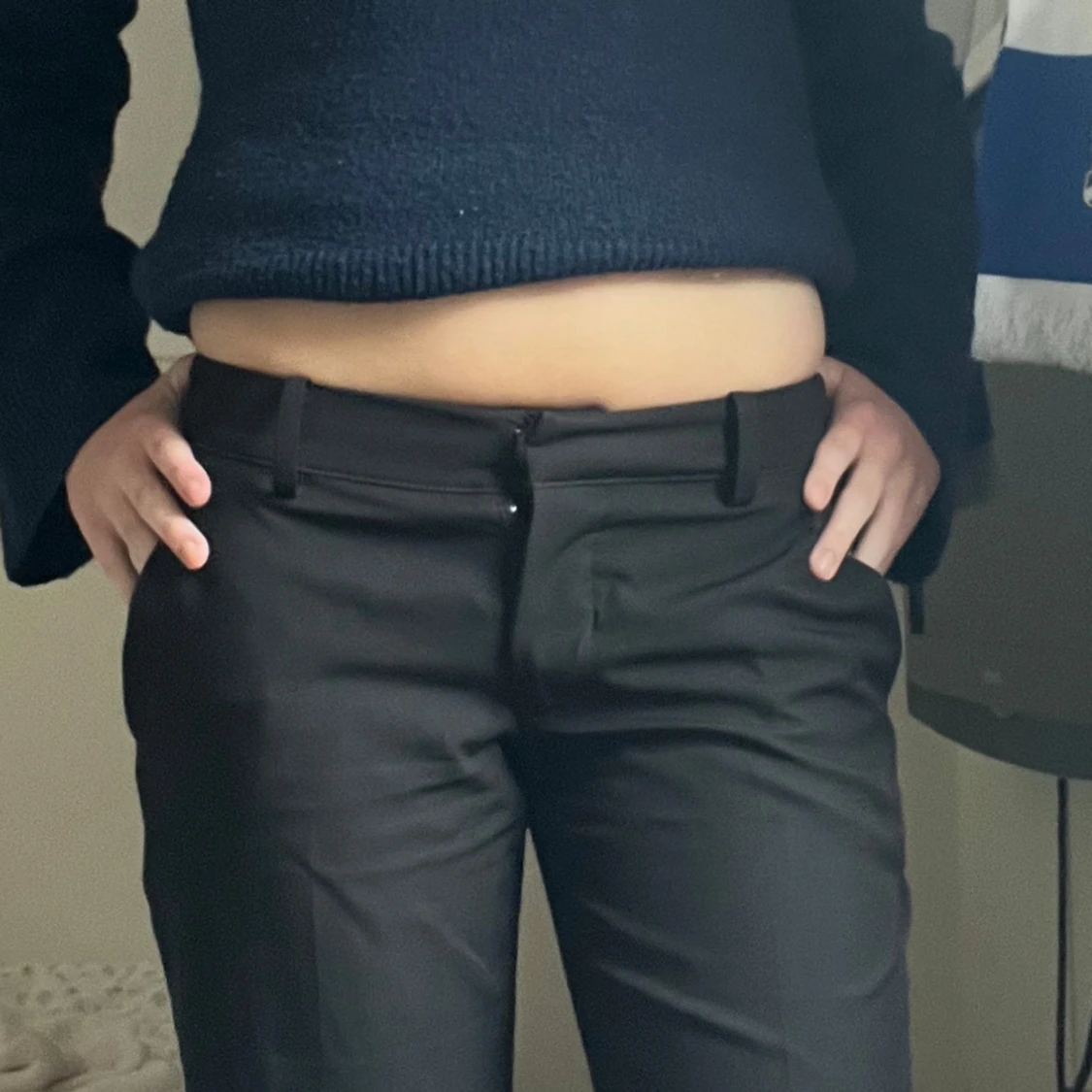 Svarta Lågmidjade kostymbyxor